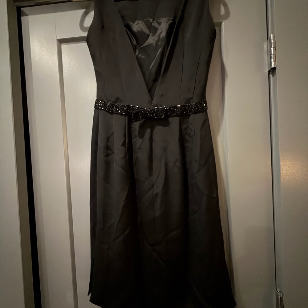 90s black silk beaded dress with bow detail size 4